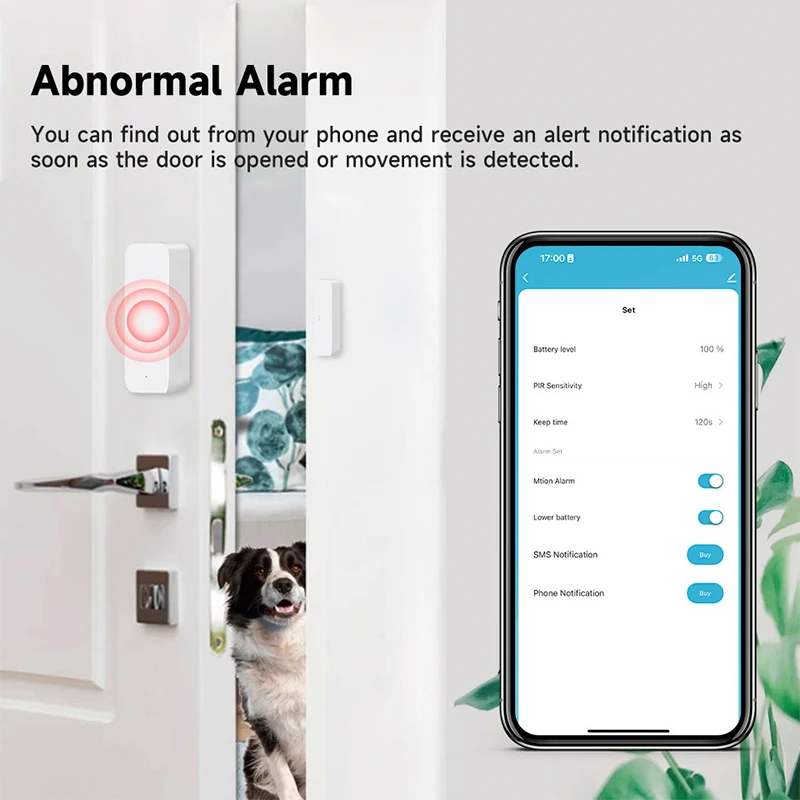 Tuya WiFi-deursensor Raamsensor Smart Home Draadloze deurdetector Smart Life APP Afstandsbediening voor Alexa Google Home