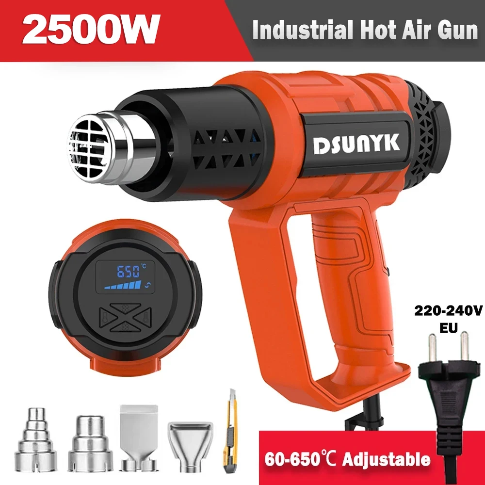 2500W Heat Gun Hair Dryer 110V 220V Craft Heat Gun Temperature Digital Display Hot Air Gun for Welding DIY Shrink Wrapping EU US