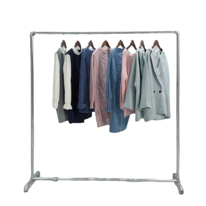 

Thickened water pipe rack Gantry rack Floor-to-ceiling clothing store display rack Hanging hanger Horizontal bar shelf Movable