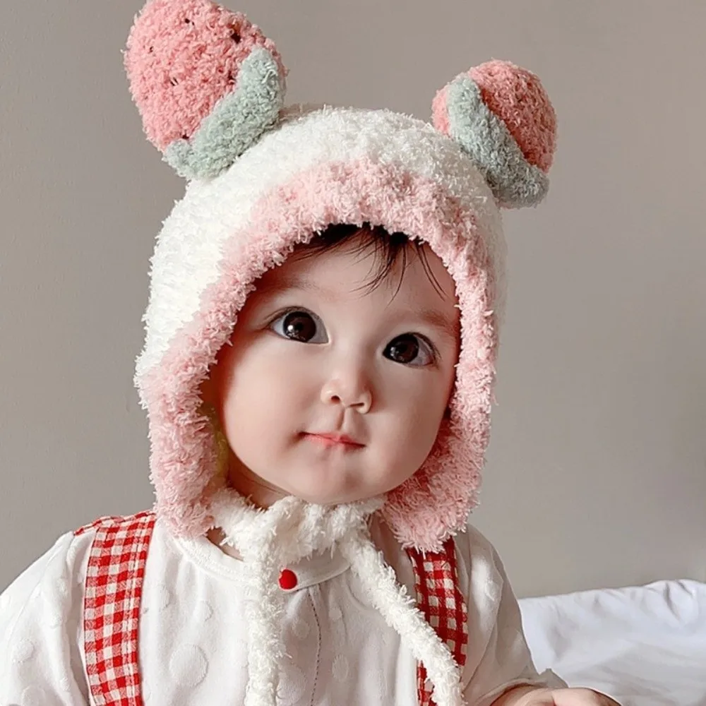 

Kawaii Fleece Fruit Ear Hat Plush Winter Baby Beanie Cap Warm Thick Ear Protection Hat Boys Girls