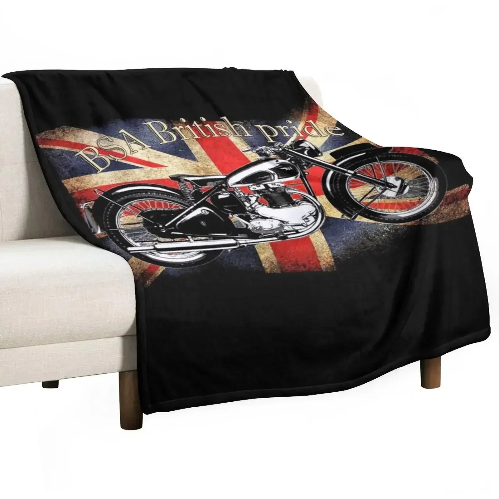 New Vintage Classic British BSA Motorcycle Icon Throw Blanket Luxury Throw for winter warm winter Winter beds Blankets