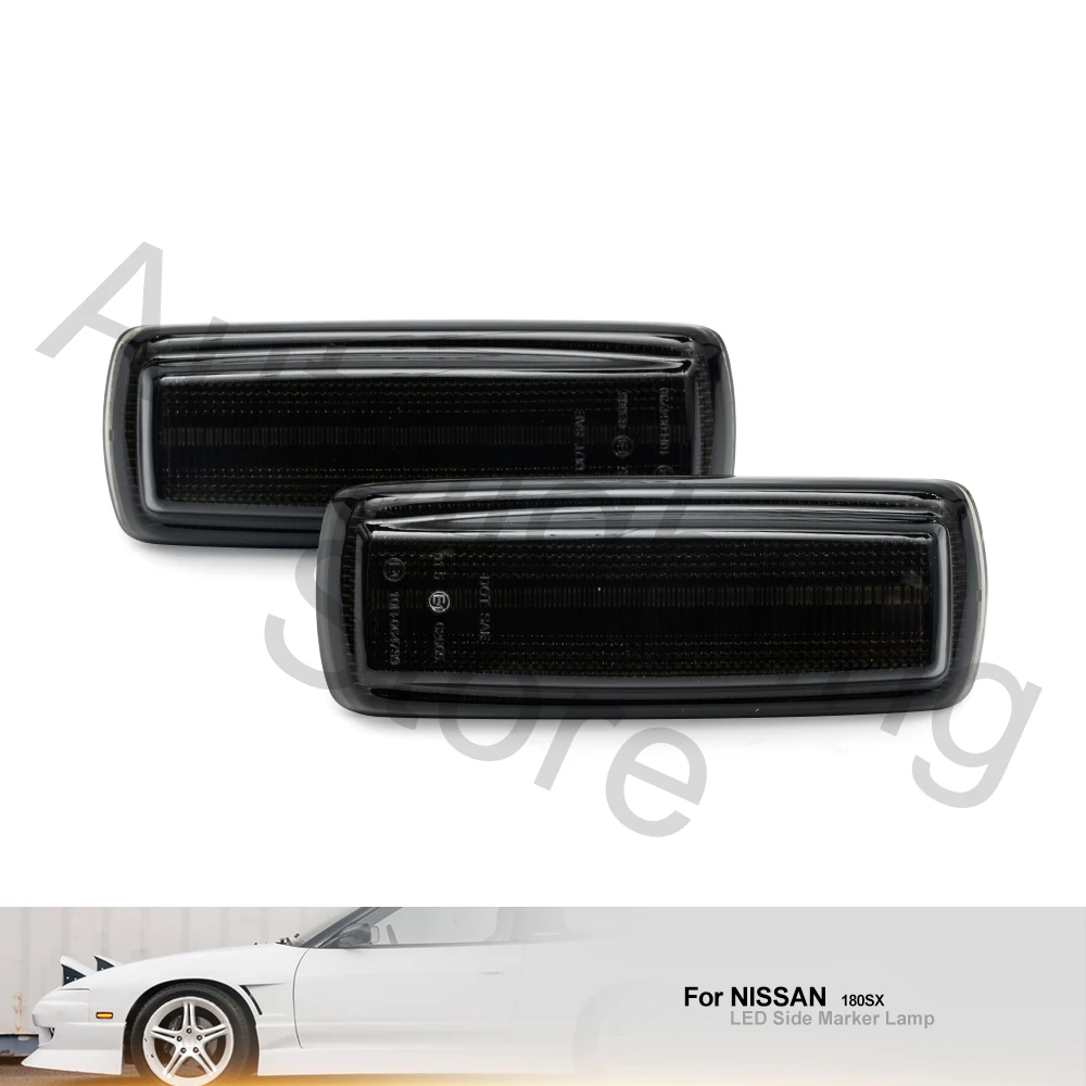 2PCS smoke design front bumper turn signal light side marker light For Nissan 180SX JDM Spec 1989-1998 indicator light