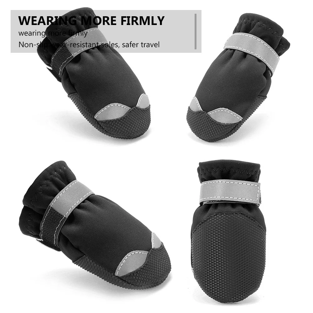 

1Set Dog Boots Waterproof Anti-Slip Puppy Snow Boots Reflective Hook Loop Straps Paw Protection Outdoor Shoes Dog Anti-Slip Sole