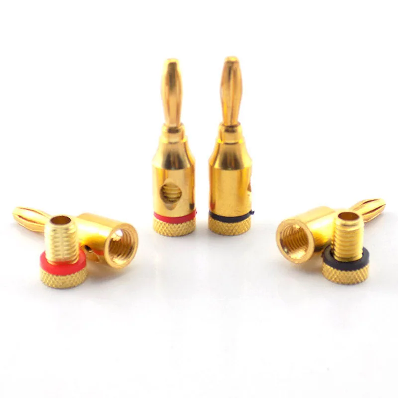 4pcs 4mm Audio Speaker Connector Banana Plug Musical Cable Wire Adapter Gold-Plated Speaker Pin Connectors L1