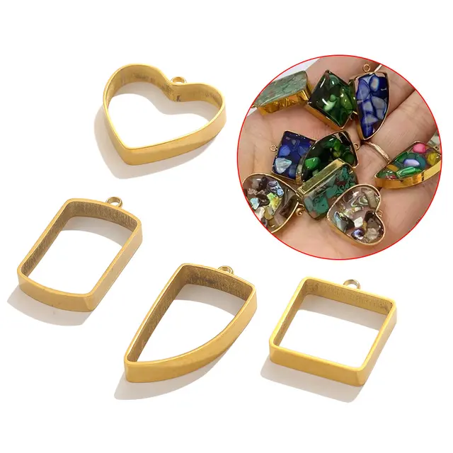 10 sztuk geometryczna ramka ze stali nierdzewnej Hollow Charms wisiorek do żywicy UV silikonowe formy pusta ramka DIY biżuteria Bezel Charms