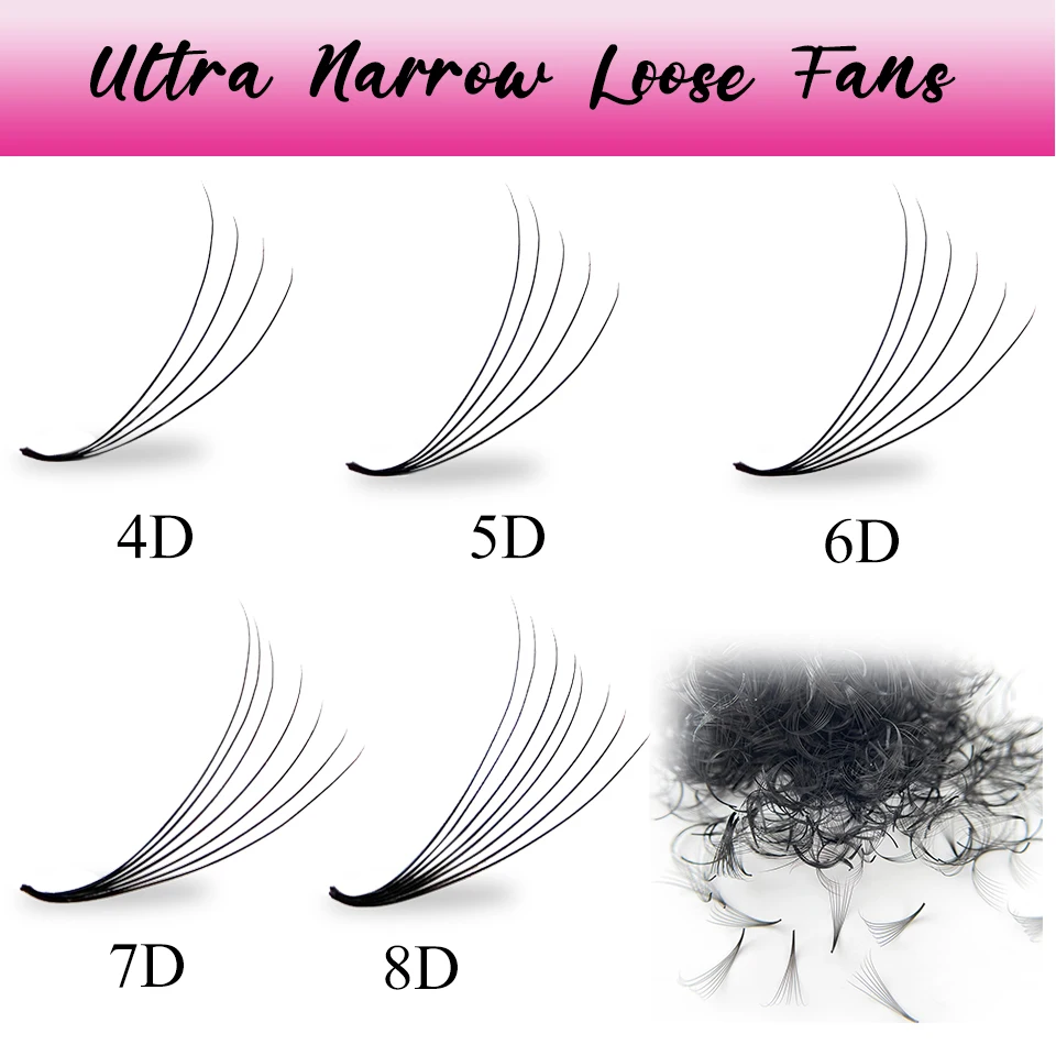 

AGUUD Thin Pointy Base Premade Volume Lash Extensions 4D-8D Ultra Narrow Fan Russian Lashes Lightweight Fake Eyelashes for Salon