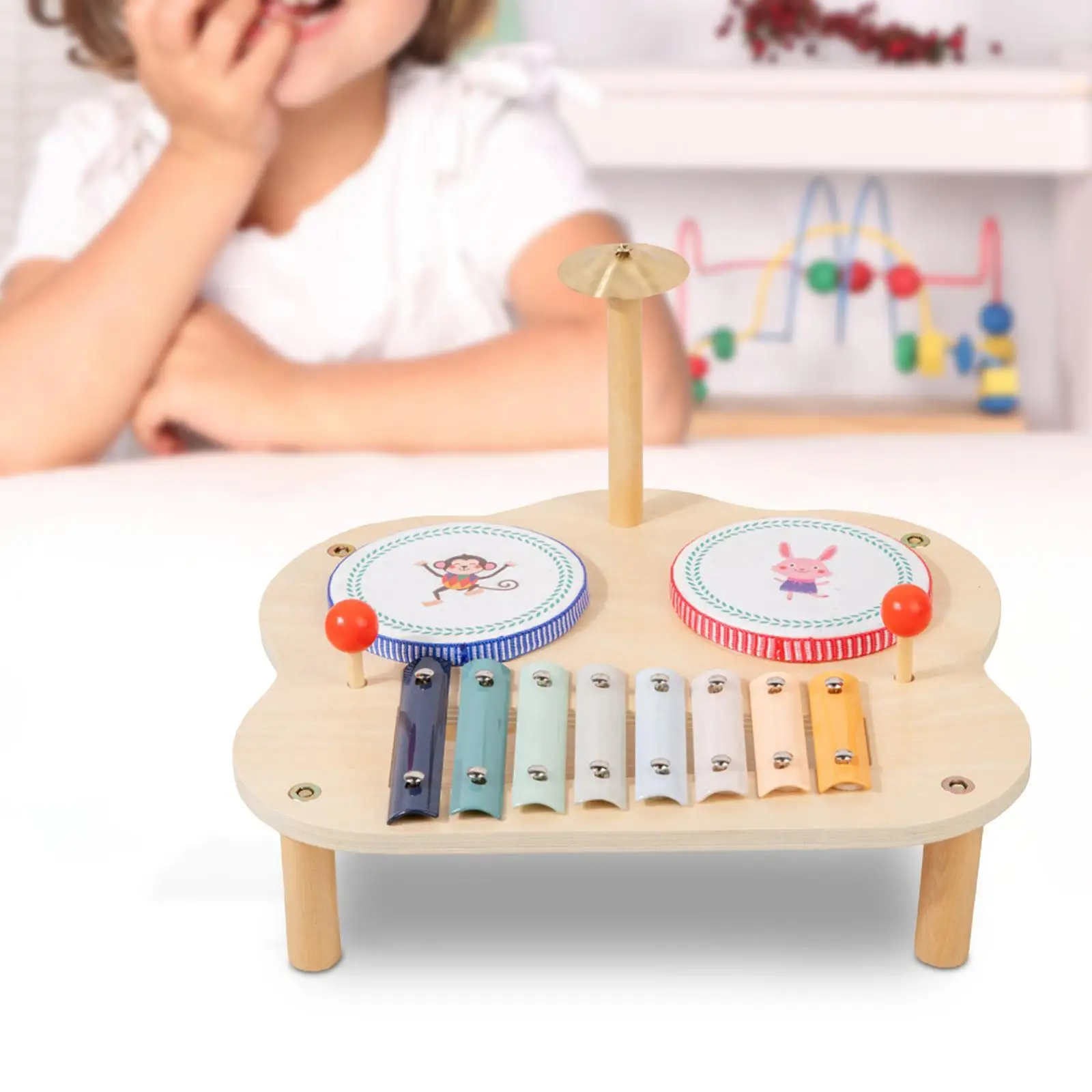 Children Musical Toy Music Table Musical Starter Toys Percussion Instruments Kids Drum Set for Birthday Gifts Girls Boys Baby