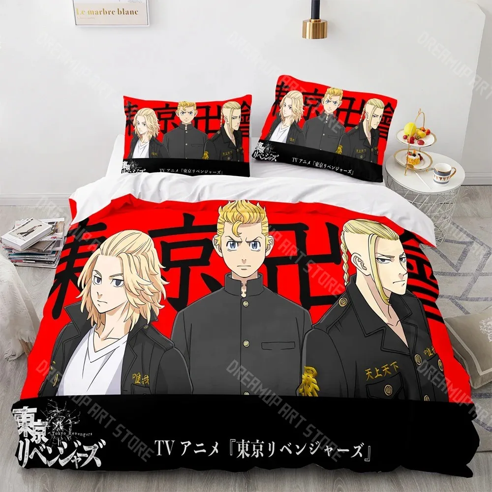 3D Printed Tokyo Revengers Anime Bedding Set for Boys Girls Duvet Cover Pillowcase Twin Queen King Full Single Double Sizes