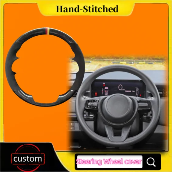 

Genuine Carbon Fiber Leather Hand-stitched Steering Wheel Cover For Honda ENS1 ENP1 XRV Vezel Fit Jazz GR 2021 2022 2023