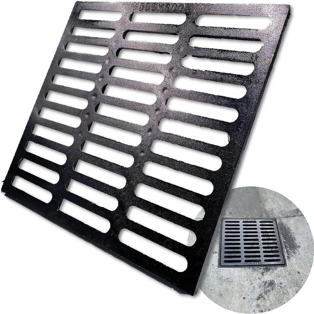 

Сливная решетка 24x24 дюйма, класс B, 28100 фунтов, сверхмощная крышка канала подъездной дороги, наружная дренажная решетка для траншей, черная квадратная металлическая шитье