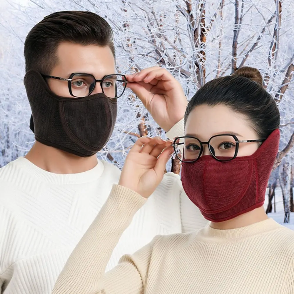 

Warm Half Face Mask Fashion Windproof Open Breathable Neck Warmer Corduroy Cold-proof Mouth Cover Cycling Camping Ski