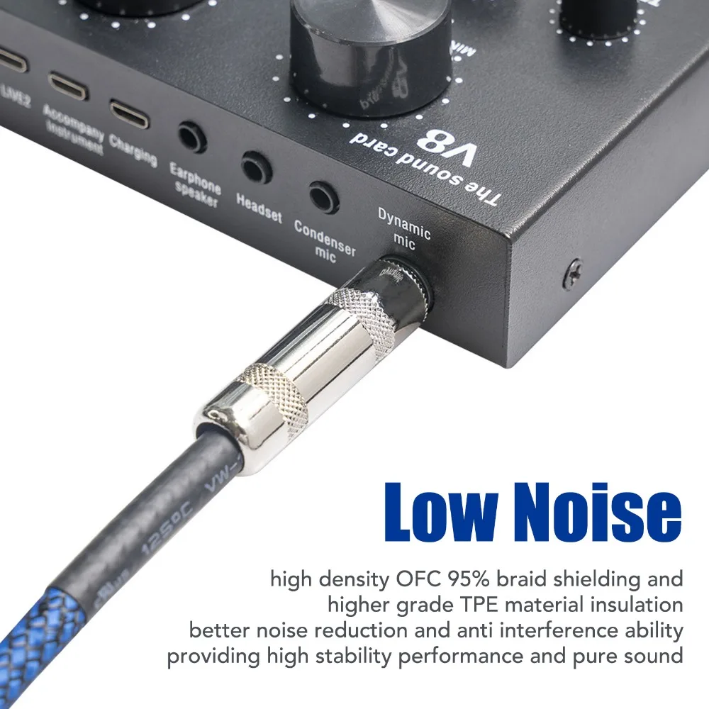 Noise Reduction 1/4 Inch Cable Plug and Play Stereo Audio Guitar Cable Braid Shielding 6.35mm Instrument Cable Stage Performance