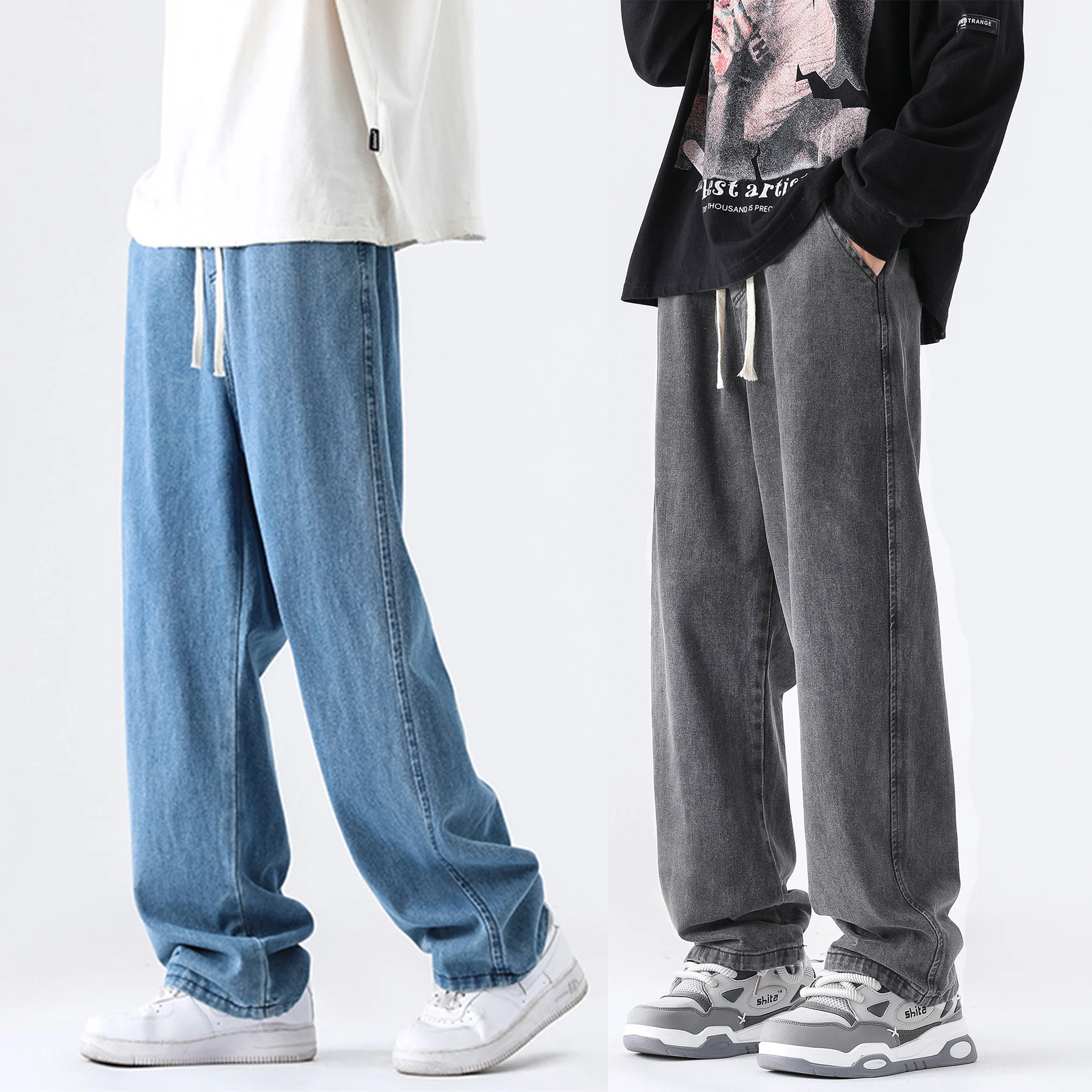 M-5XL Teenage Jeans Appear Slim and Loose Fitting Casual and Versatile Sportswear Pants Straight Leg Trendy Jeans