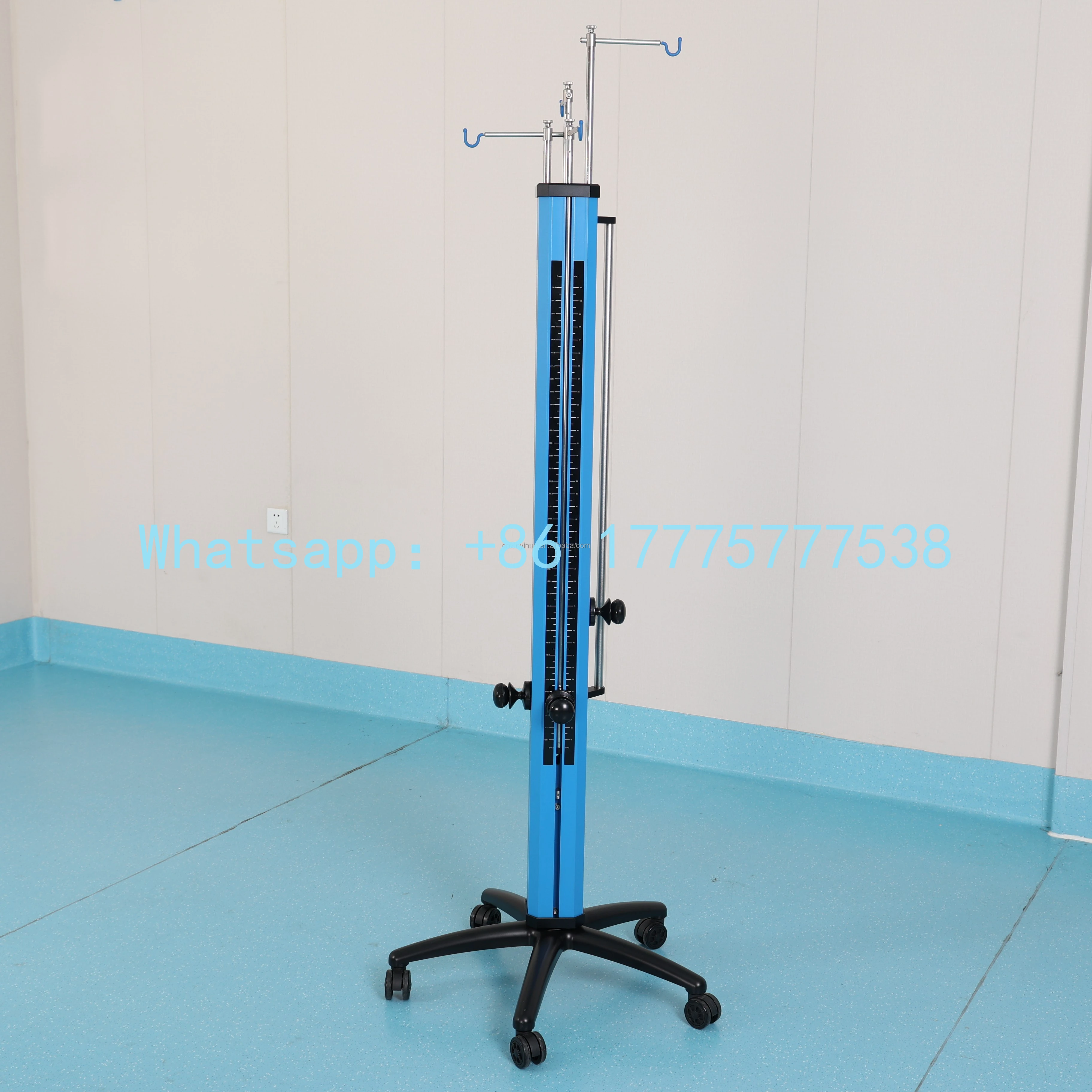 Adjustable Mobile Infusion Drip Rack Medical Surgical Saline Tower with Manual Power Source