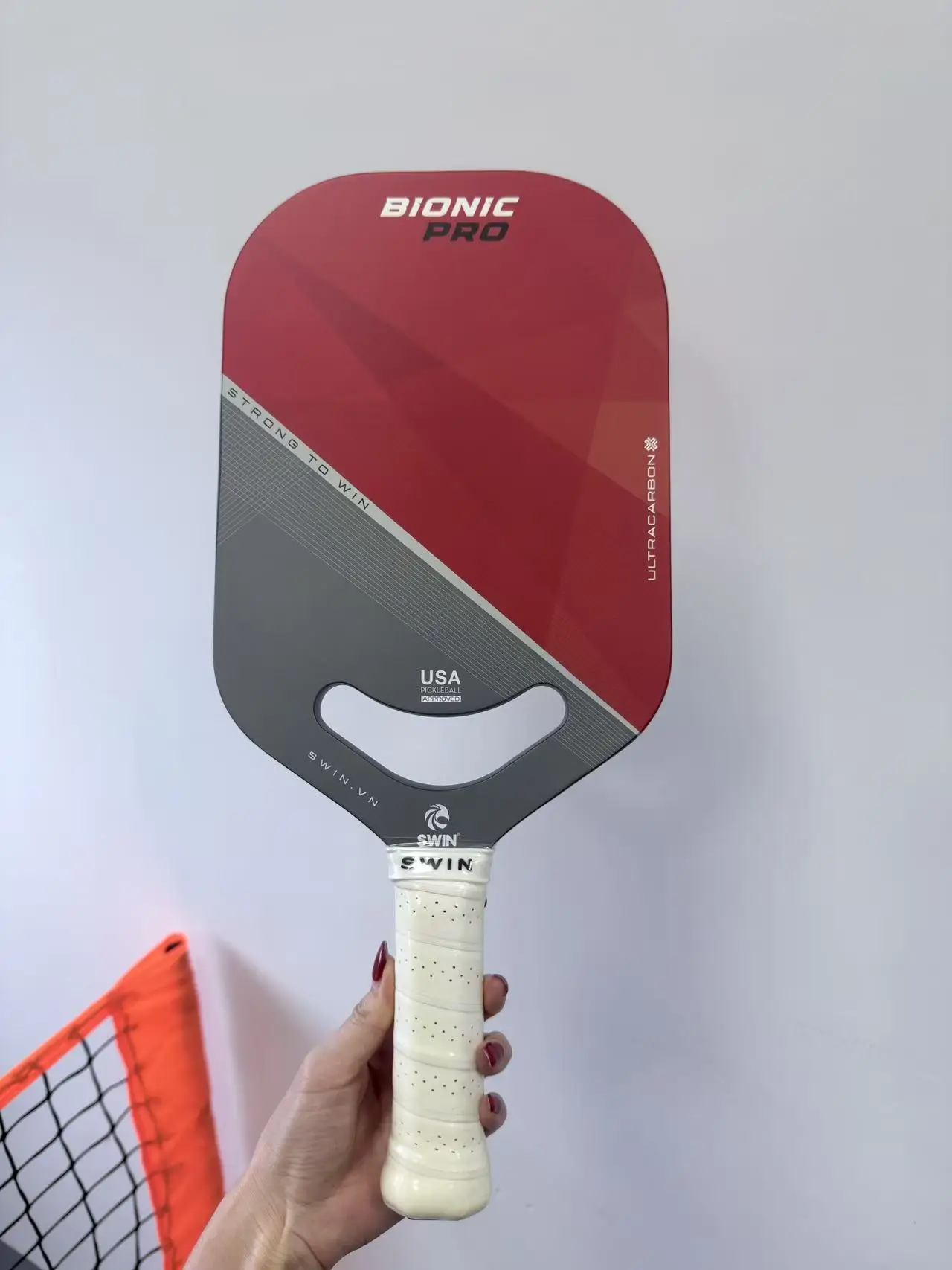 T700 Carbon Fiber Pickleball Paddle Red‑Grey Spliced Panel Hole Handle Design USAPA Approved Professional Pickleball Racquet EVA
