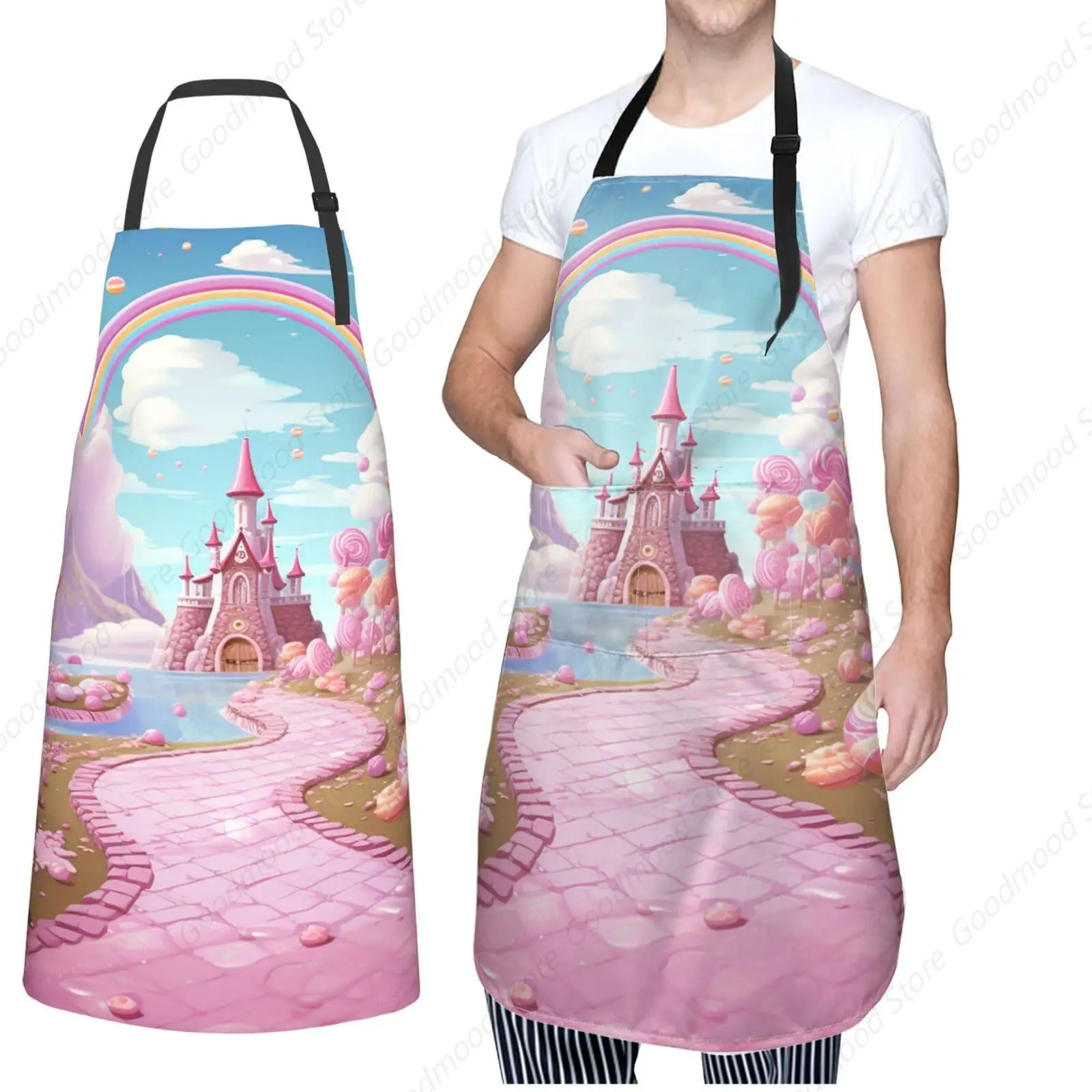 

Adjustable Apron with 2 Pocket Apron for Women Men candy land Bib Chef Aprons for Cooking