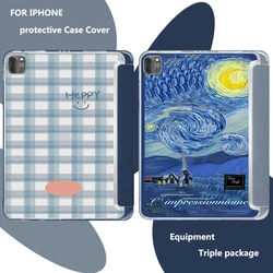 blue plaid Van Gogh Starry Sky For iPad Pro 11 Mini 4 5 Generation Cover For iPad 7 8 9 10.2 Air 3 Pro 1 4inch Case