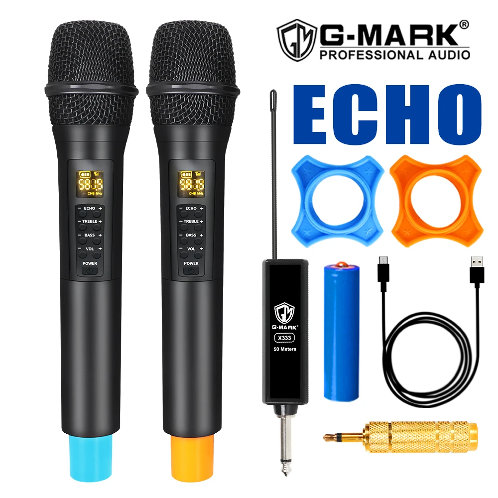 ECHO Wireless Microphone G-MARK X333 Recording Karaoke Dynamic Mic Lithium Battery For Party Church Show Square Meeting