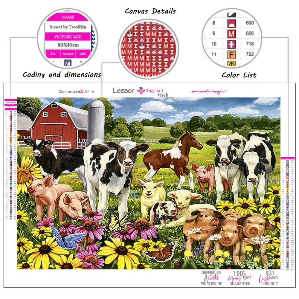 5D DIY Diamond Painting Animal Joy Farm Diamond Art Square Drill Mosaic Embroidery Cross Stitch Kit Home Decor Gift For Kids