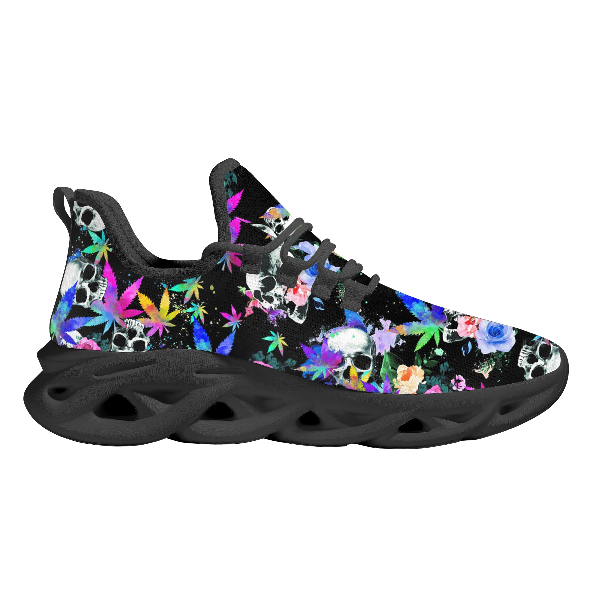INSTANTARTS Fashion 3D Weed Leaves Printing Female Platform Sneakers Breathable Mesh Swing Shoes for Women Casual Flat Shoes Hot