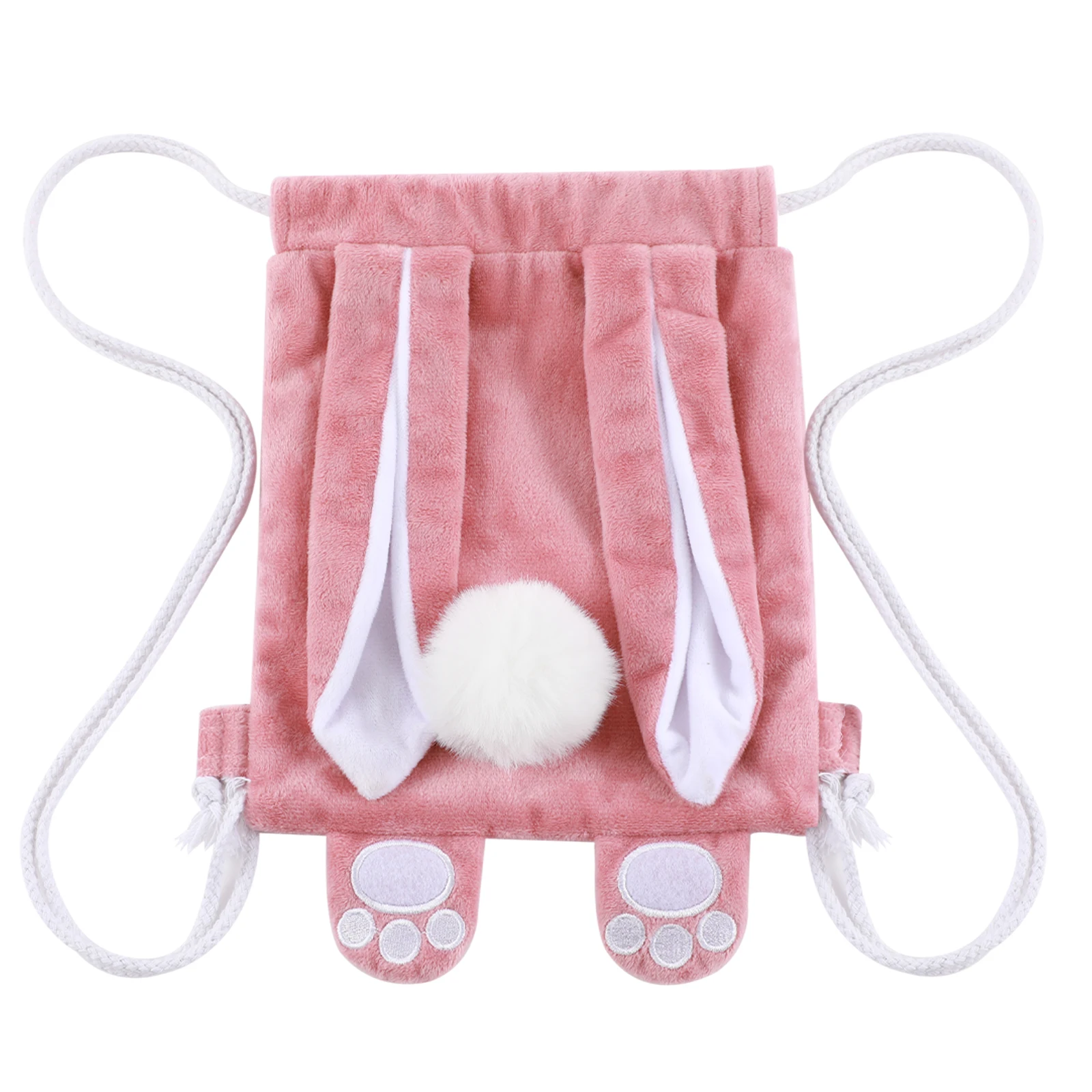 Bunny Drawstring Backpack Easter Basket Stuffers For Toddlers Baby Girl School Gift Super Soft Cute Cloth Sack Childcare Bag