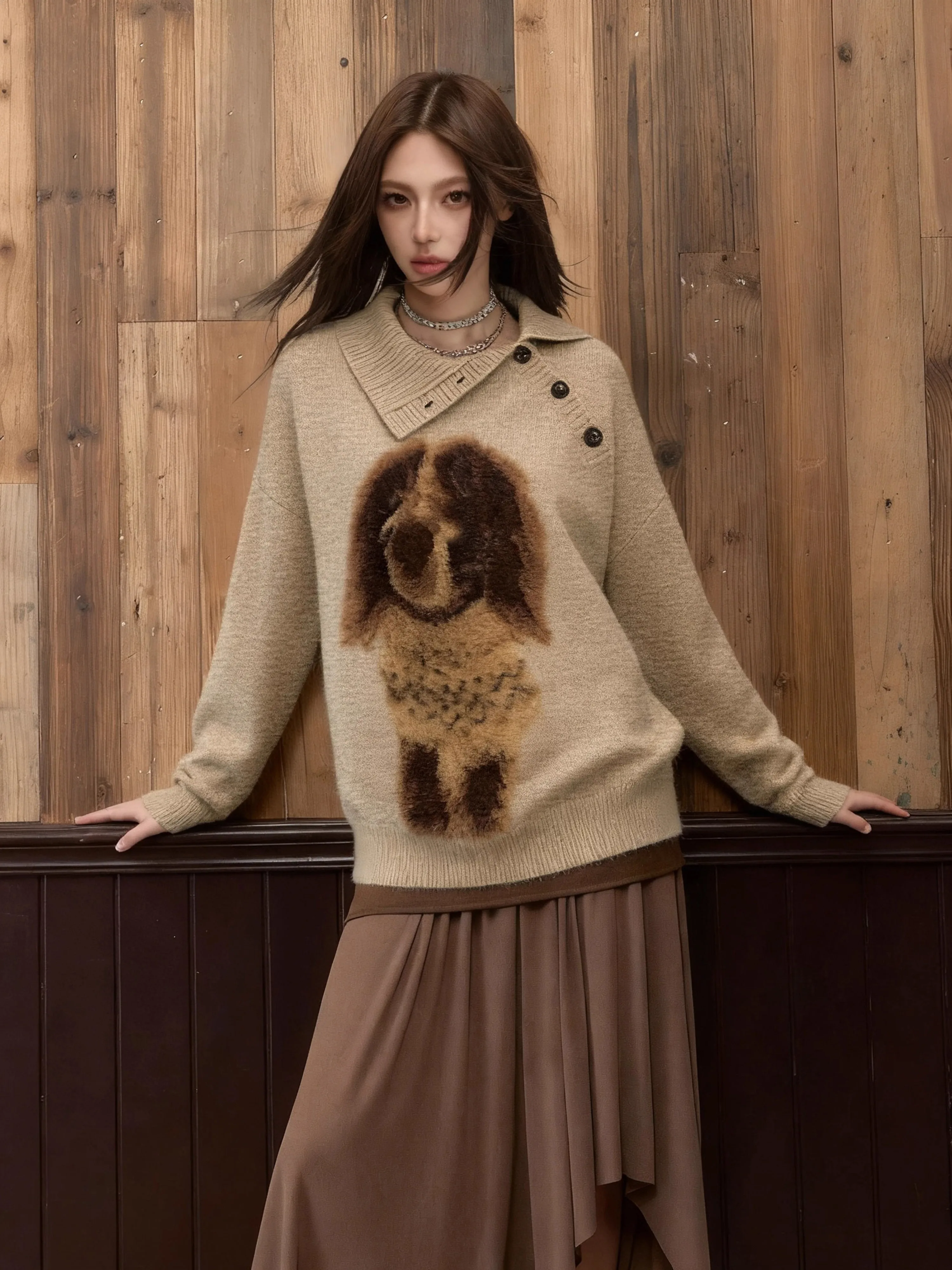 

Sweet Cute Cartoon Knitted Sweater Women's Clothing Autumn Winter Knit Pullover Streetwear Long Sleeve Coats Tops