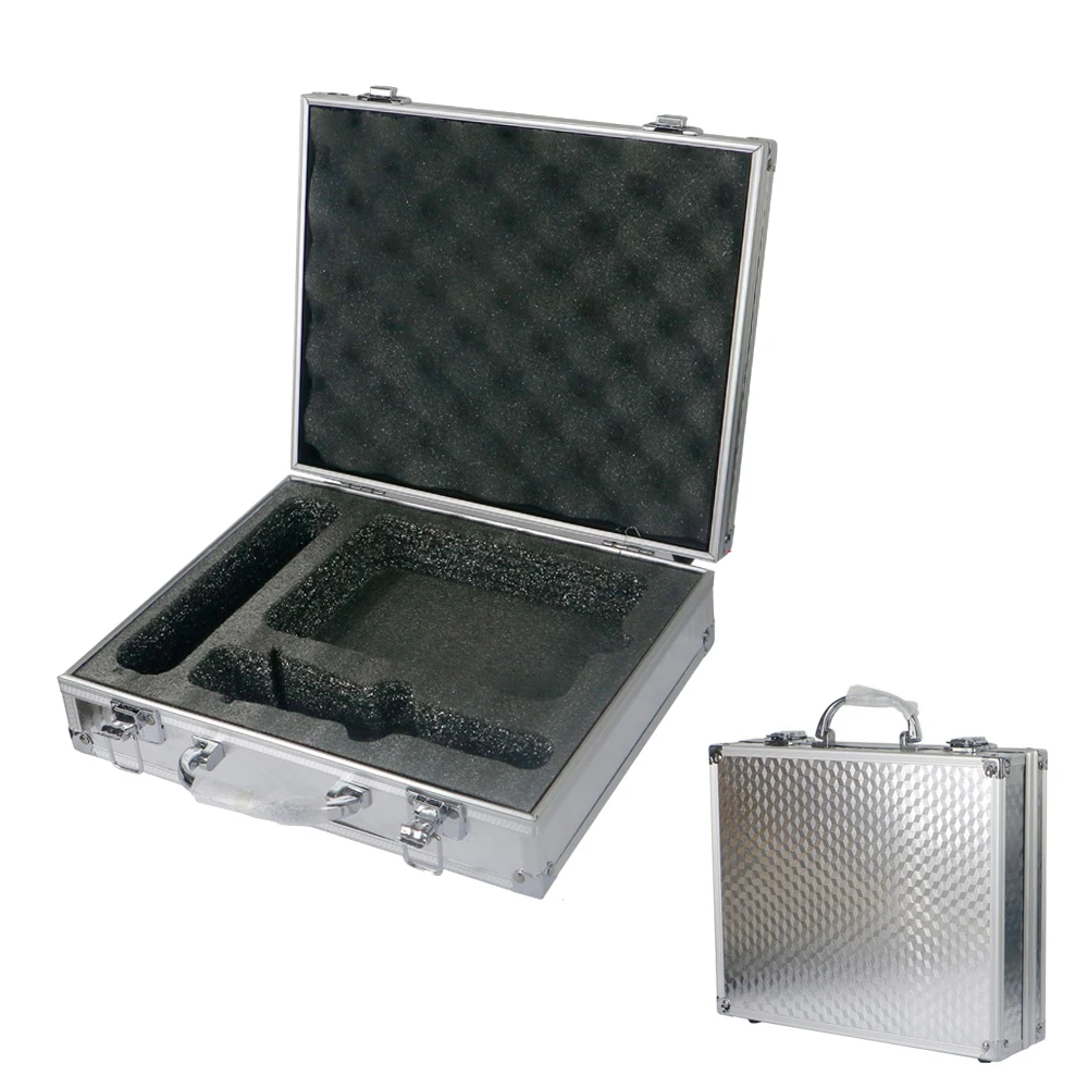 Top Aluminum Protective Case Storage Box with Sponge Compartment for Microphone Sound Card Mixer Accessories