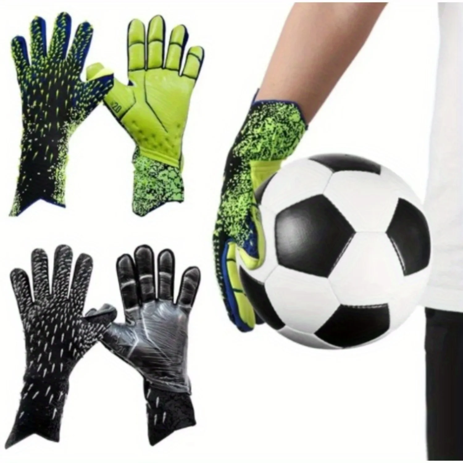 1 Pair Professional 3.5MM Thickened Latex Football Goalie Gloves - Non-slip, Wear-resistant, Breathable for Training & Competiti