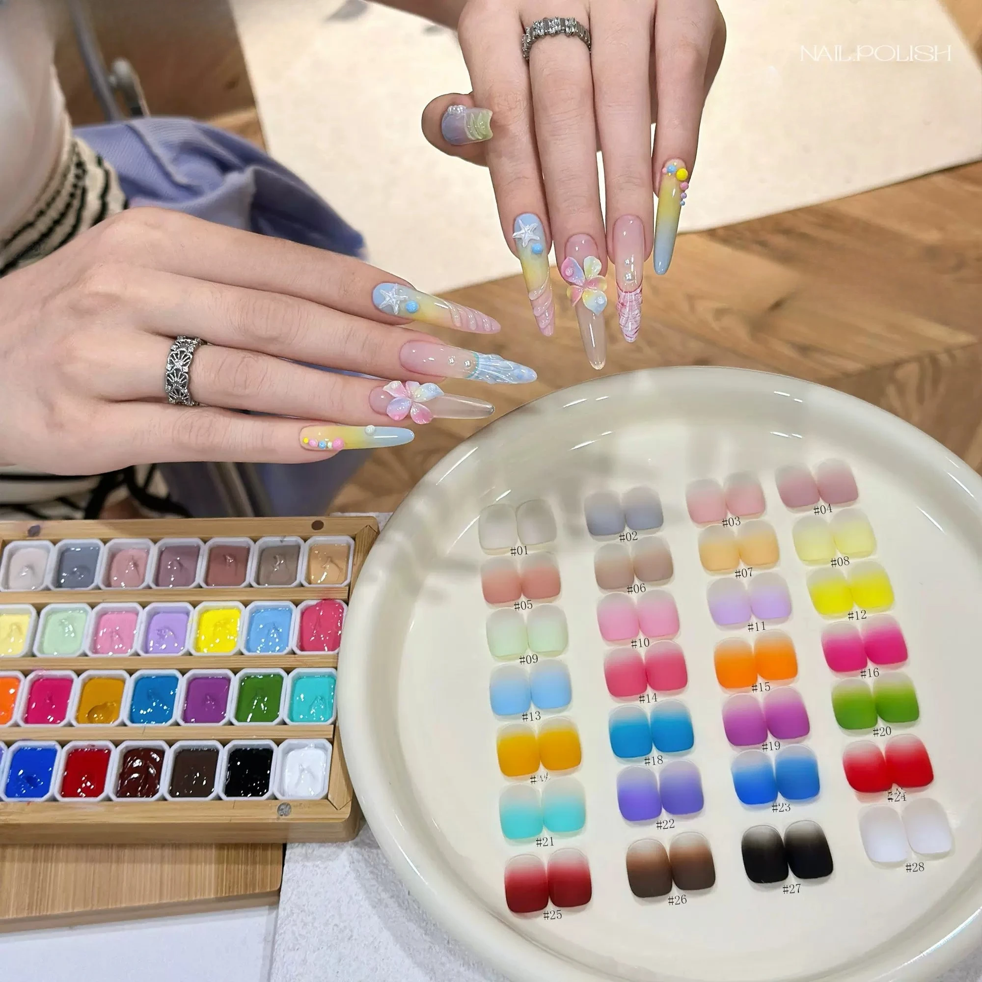 28 Grids Mini Solid Patting Gel Nail Polish 2g/Grid Macaron Gel Polish No Wipe Nail Art DIY Drawing Stamping UV LED Varnishes