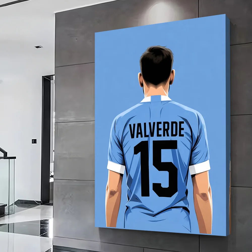 Valverde 15 Soccer Jersey Poster Customizable Printed Canvas Painting for Pictures Wall Art Bedroom Decoration Room Ornaments