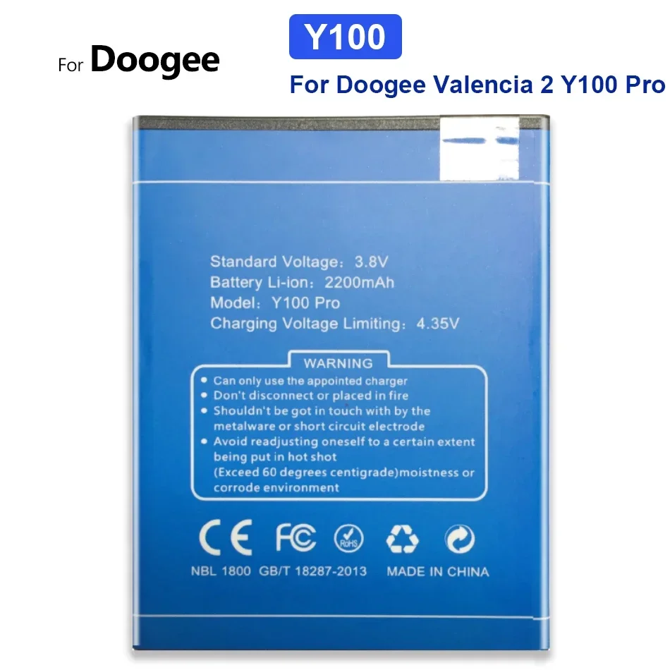 Аккумулятор для мобильного телефона Doogee Valencia 2 Y100 Pro, сменный аккумулятор, 2200 мАч