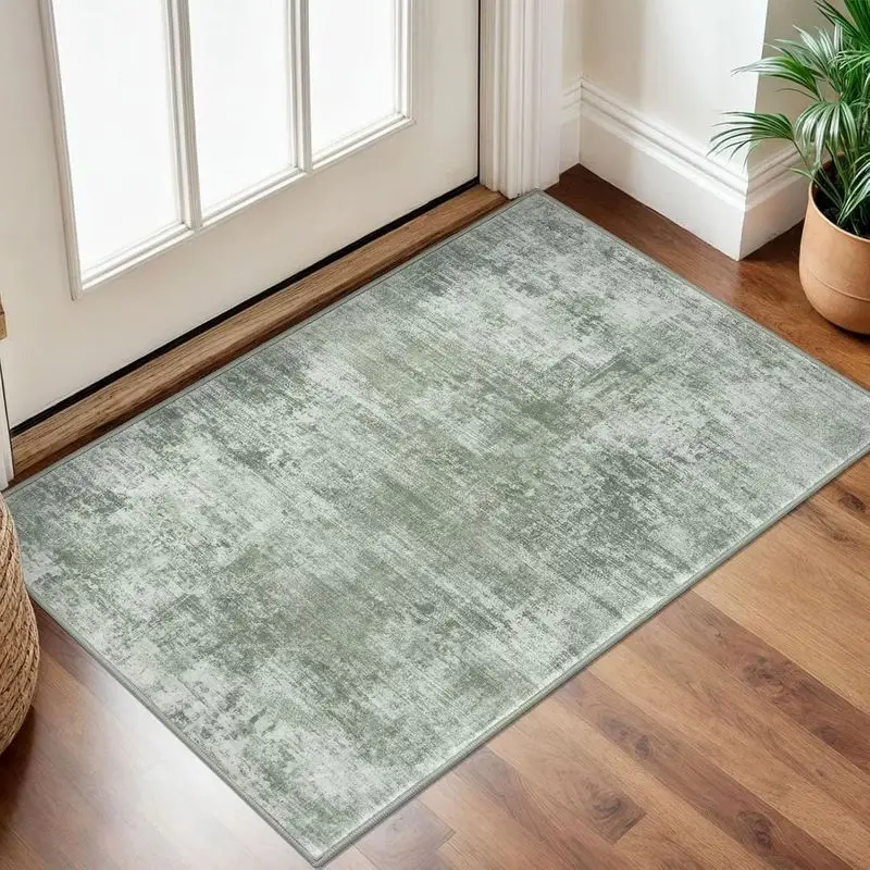 VIKAMA Sage Green Abstract Distressed Vintage Area Rug Modern Soft Floor Mat Indoor Doormat Home Decor Living Room Durable Cozy