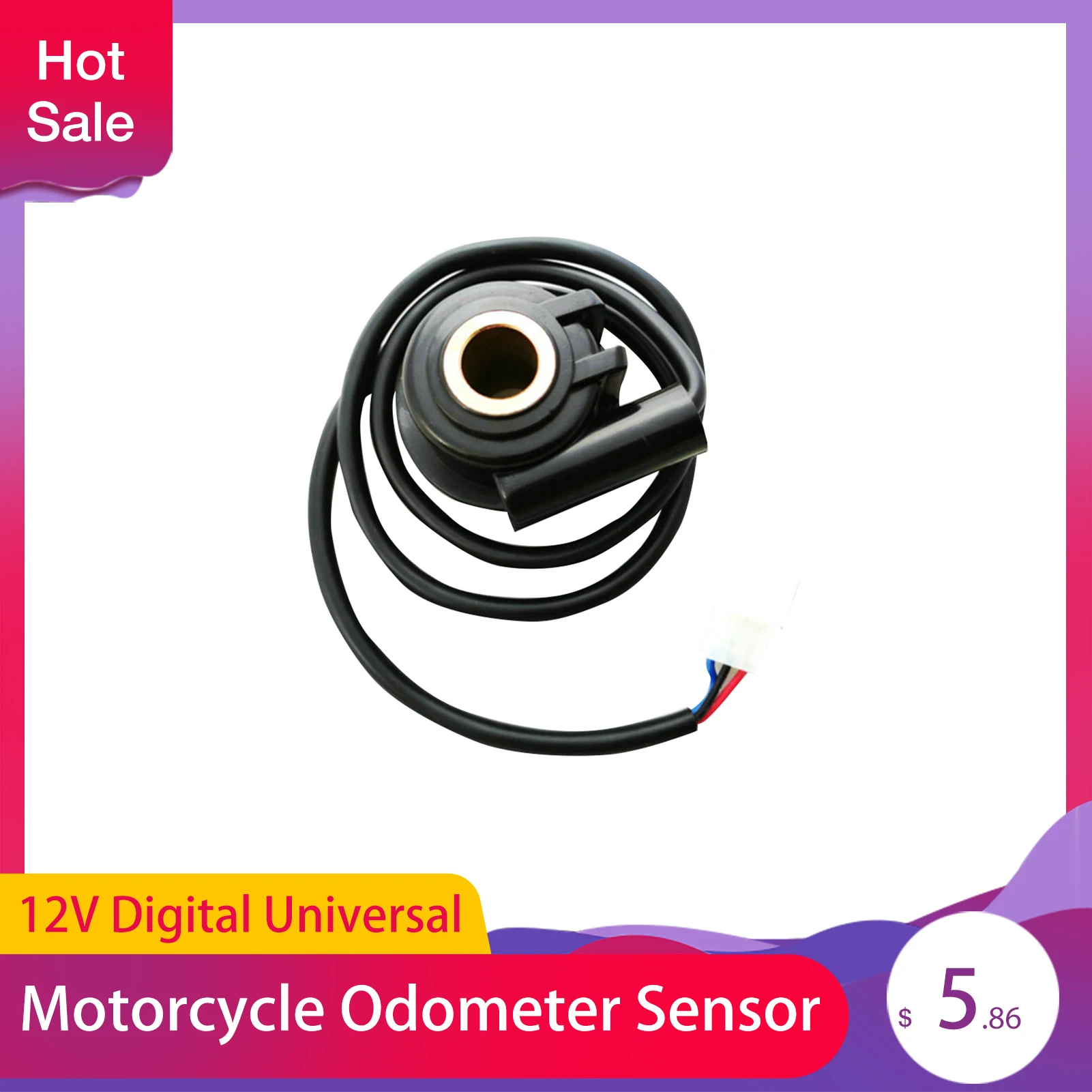 12V Black Digital Universal Motorcycle Odometer Sensor Wire Motorbike Speedometer Cable Box Accessory For Motorcycle Speedometer