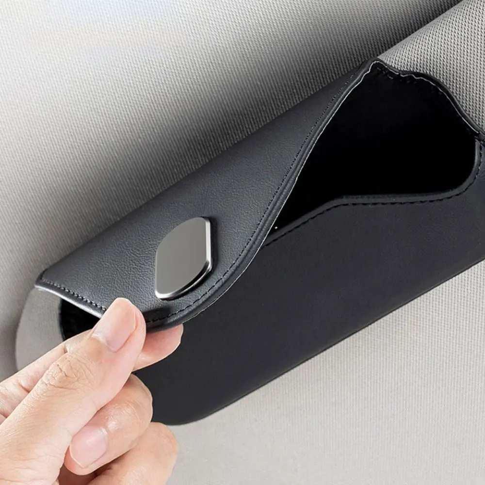 

Fashion Clip-on Car Mounted Glasses Bag Magnetic Convenient Car Organizer Universal Stable Sun Visor Glasses Case Tickets