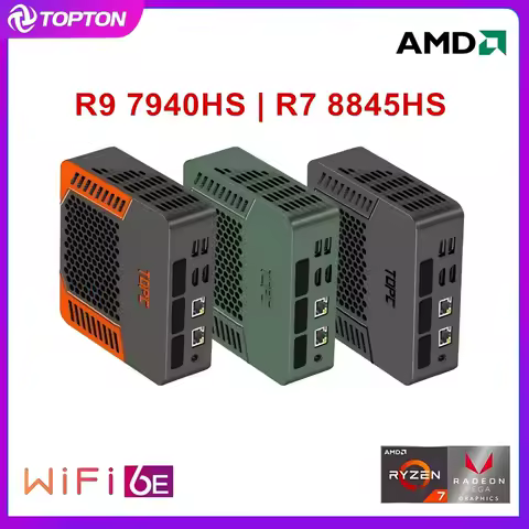 AMD Ryzen AI 7 PRO 360 Solid Mini PC TOPC R7 8845HS USB4.0 Dual LAN 2xDDR5 PCIe4.0 Windows 11 PC Gaming Mini Computer WiFi6E