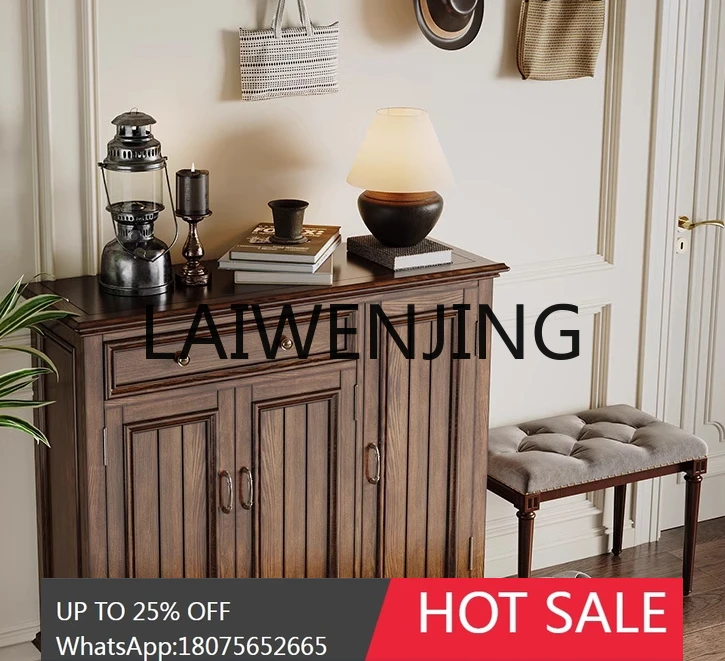 American-Style Solid Wood Home Doorway Hallway Shoe Cabinet Balcony Storage Double-Door Partition Hall Cabinet