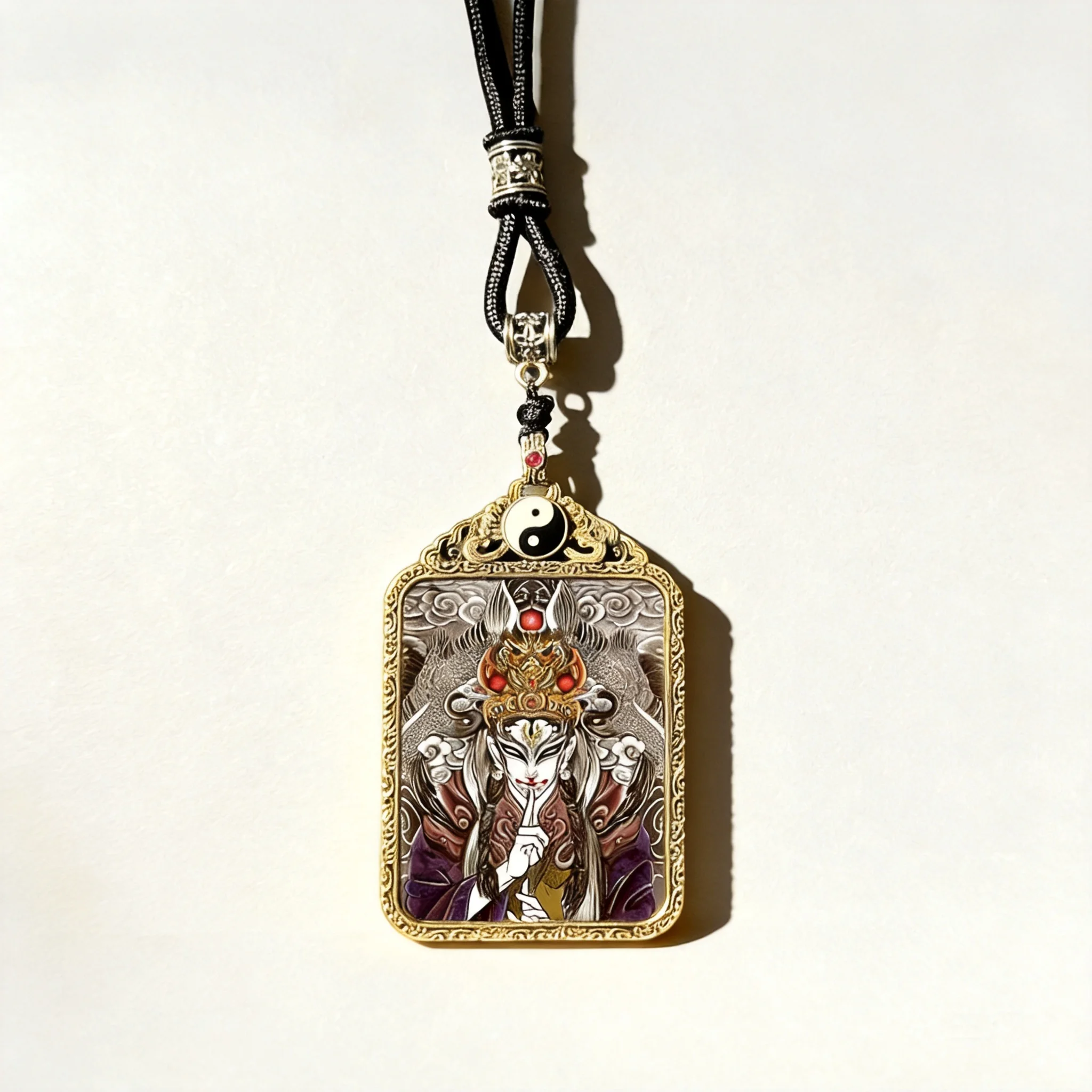 Chinese Style Taoist Thangka White Crane Boy Pendant Necklace Yin Yang Eight Trigrams Lucky Amulet 2026 Mascot Bless Peace Fortu