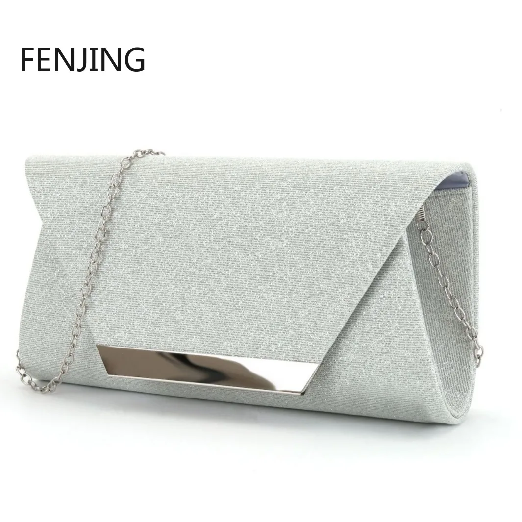 

Glitter Clutch Shiny Evening Bags For Women Formal Bridal Wedding Clutch Purse Prom Cocktail Party silver Envelope Chain Bag