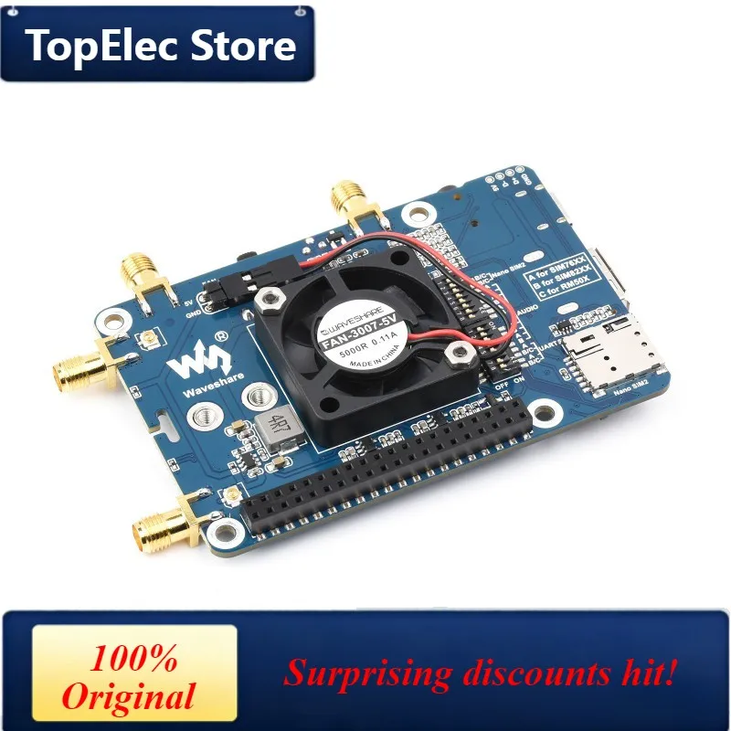 TopElec RM520N-GL 5G HAT for Raspberry Pi with Case, Quad Antennas LTE-A, Global Band, GNSS Positioning, Support 3GPP 16, 4G/3G