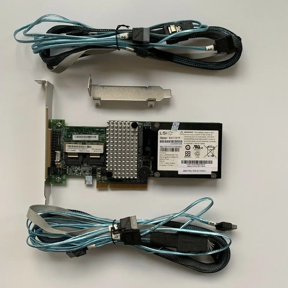 Imagem -04 - Ibm M5015 Lsi 2108 Controlador Raid 512mb 6g Pcie x8 Mais Bbu08 Peças 8087 Cabo