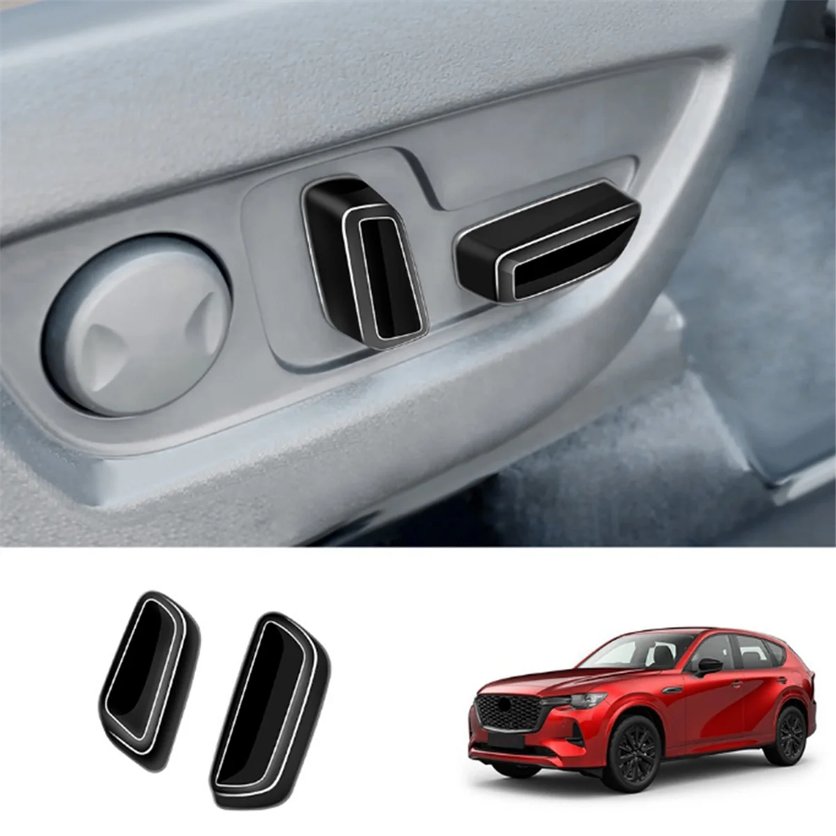 Für Mazda CX-60 2022 2023 rhd Haupt fahrers itz verstellung Knopf verkleidung Rahmen Innen verkleidung Zubehör glänzend schwarz