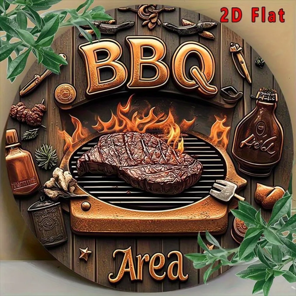 CIFBUY Vintage BBQ Aluminum Wall Art Waterproof Durable Metal Sign for Patio Backyard Home Garden Outdoor Kitchen Bar Decor