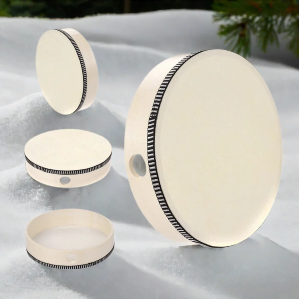 هدية 4/6/8/10 بوصة طبلة يدوية خشبية يده آلة موسيقية آمنة لعبة إطار خشبي مريحة حمل الاطفال طبل هدايا عيد الميلاد #1