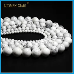 Natural Stone White Howlite Turquoise Loose Round Spacer Beads For Jewelry Making  DIY Necklace Bracelet Accessories 2-14MM 15''