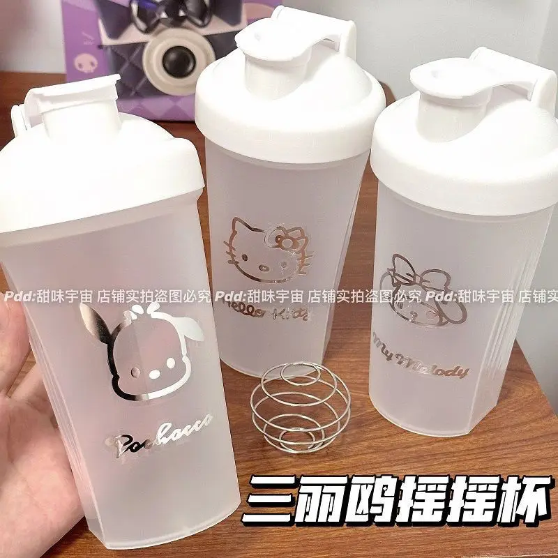 

New Sanrio Hello Kitty Pacha dog sports water cup for girls with scale fitness shaker cup plastic cup portable DIY sticker gift