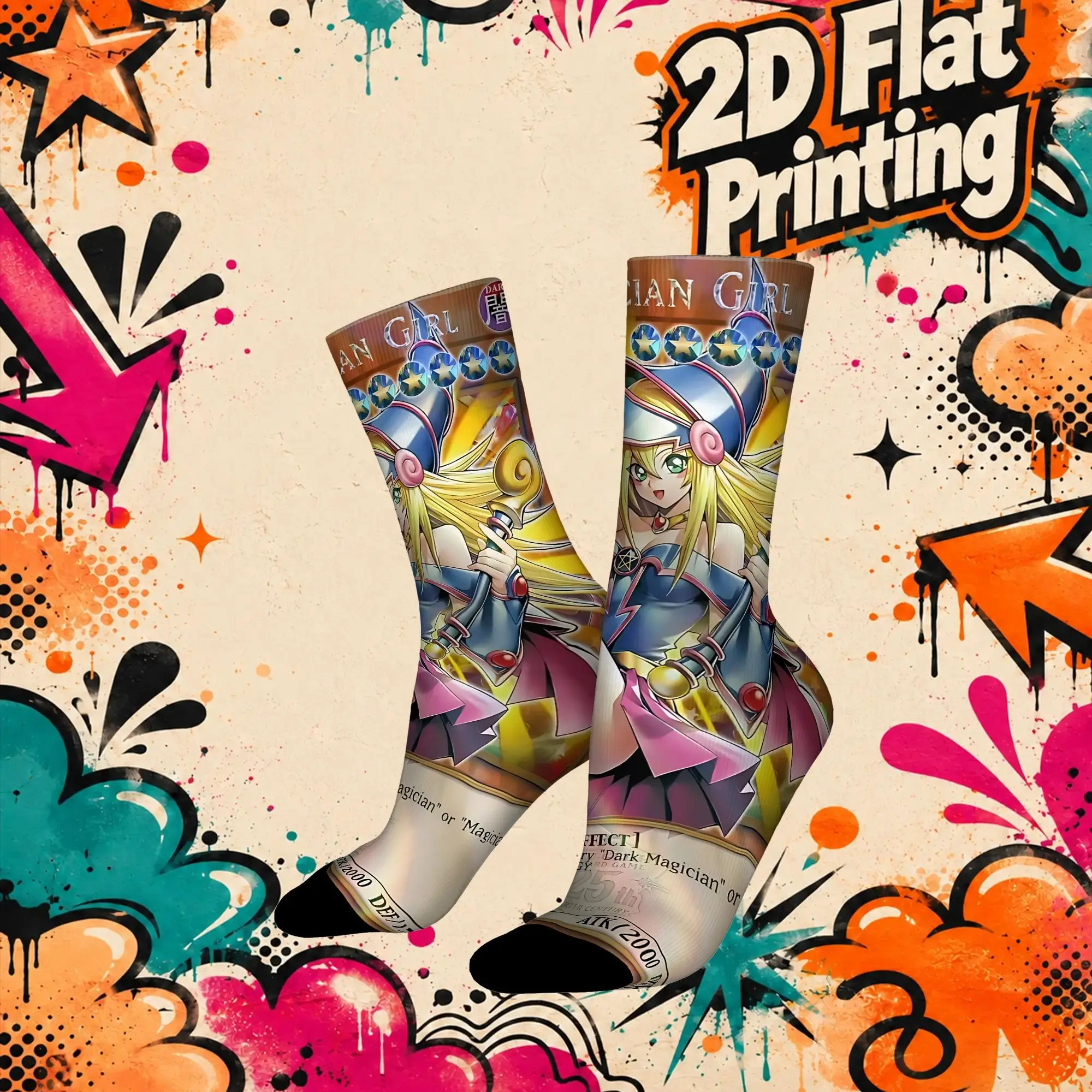 Fashion YU GI OH Card Meme Vintage  Street Style Novelty Seamless Crew Crazy Sock Sports Socks