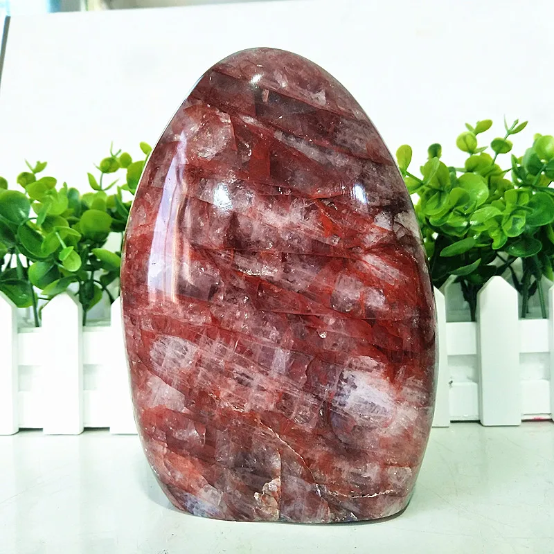 Natural Stone Red Hematoid Quartz Crystal Freeform Room Decoration Home Gemstone Mineral Witchcraft Spiritual Healing Crystals