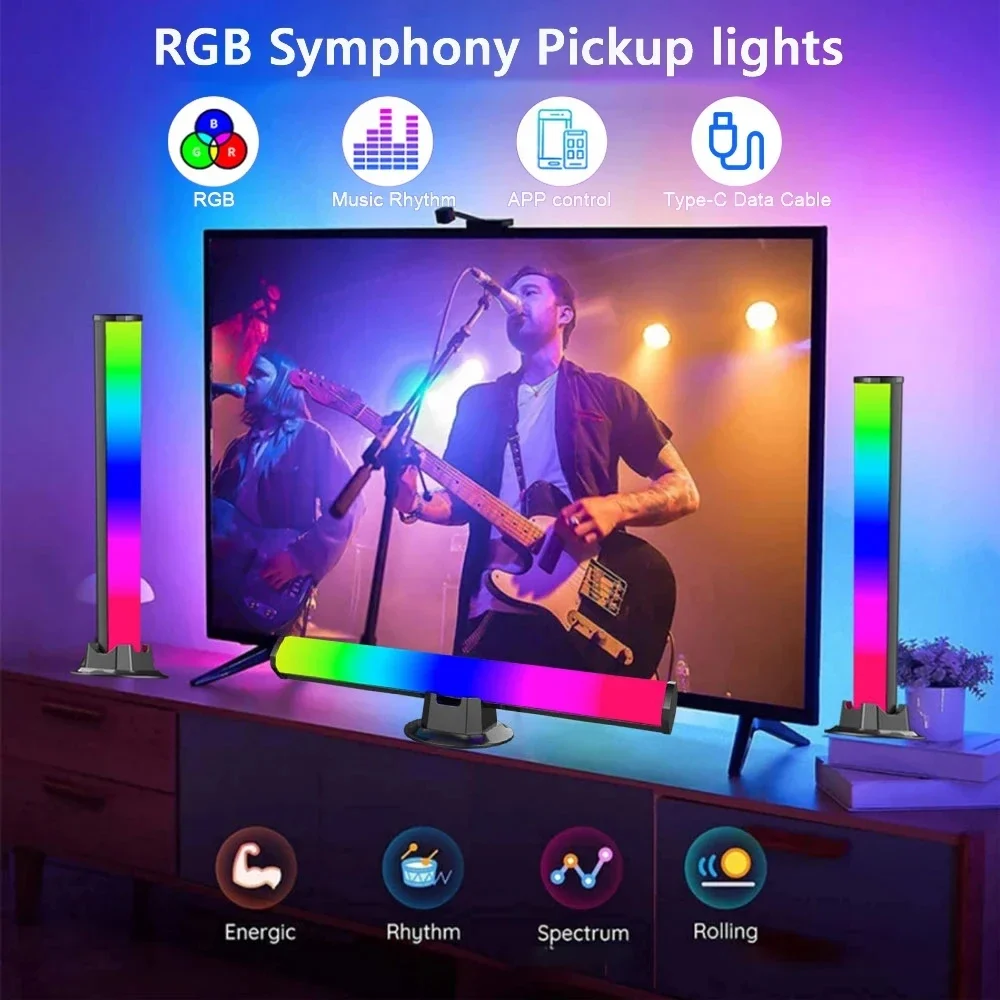 RGB Music Sound Control 32 LED Pickup Light LED Rhythm Atmosphere Light For Bar/Car TV Gaming Computer Desktop Decora Lamp