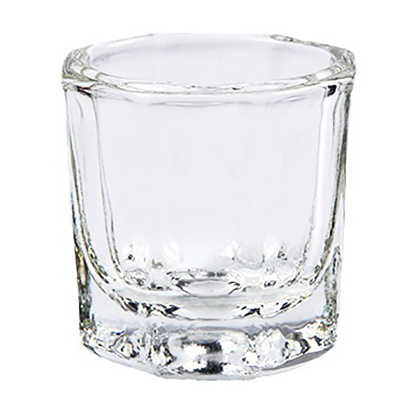 Vidro de cristal para misturar pó acrílico líquido copo de unhas dappen prato tampa tigela suporte de copo equipamentos ferramentas de unhas 1pc