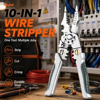 8.5 Inch Multi Functional Industrial Wire Stripper Cutter Crimper Heavy Duty Stainless Steel Electrical Pliers Ergonomic Grip 2